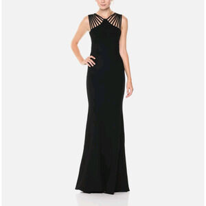 Dress The Population Harlow Strappy Crêpe Maxi Halter Dress Gown Black